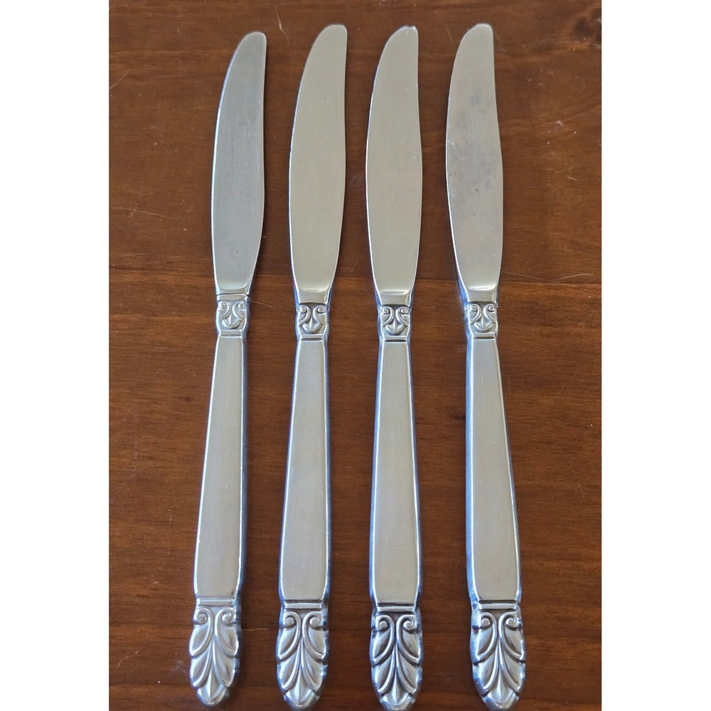 International Stainless Norse Mid Century Dinner Knives Set of 4 Silverware 8.5"